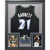 Kevin Garnett Framed Signed Timberwolves Black Jersey JSA Autographed