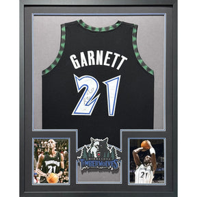 Kevin Garnett Framed Signed Timberwolves Black Jersey JSA Autographed