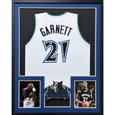 Kevin Garnett Framed Signed Timberwolves White Jersey Beckett Autographed
