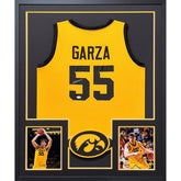 Luke Garza Framed Signed Iowa Hawkeyes Yellow Jersey JSA Autographed