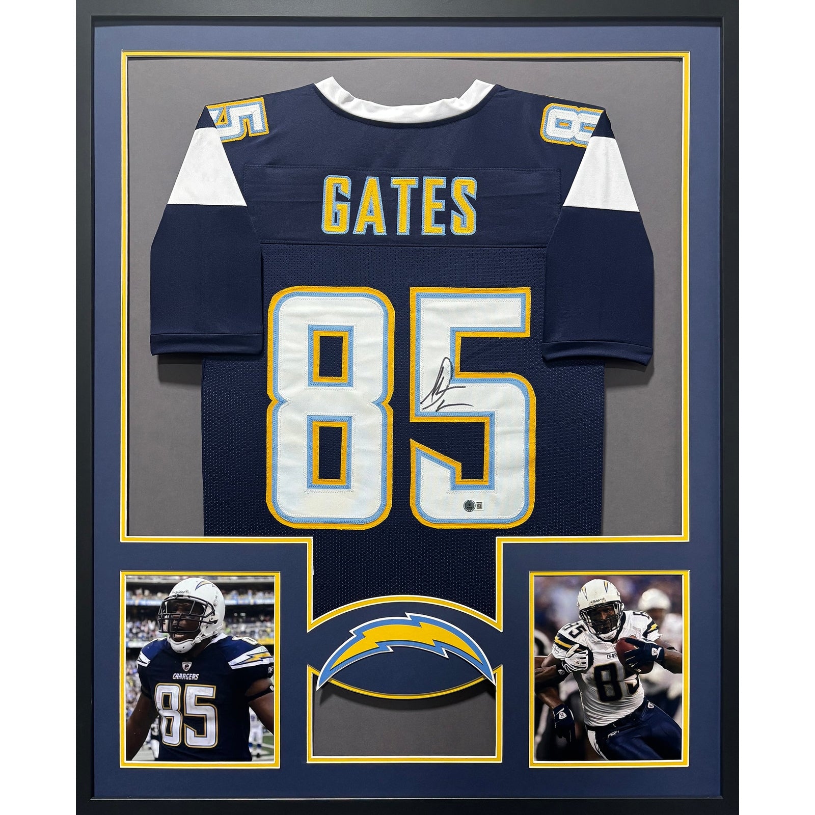 Antonio Gates Signed Framed Jersey Beckett Autographed San Diego Chargers