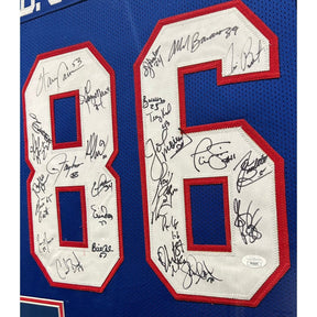 1986 New York Giants Super Bowl Team Signed Framed Jersey JSA Autographed