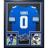 Jahmyr Gibbs Framed Signed Jersey Fanatics Autographed Detroit Lions
