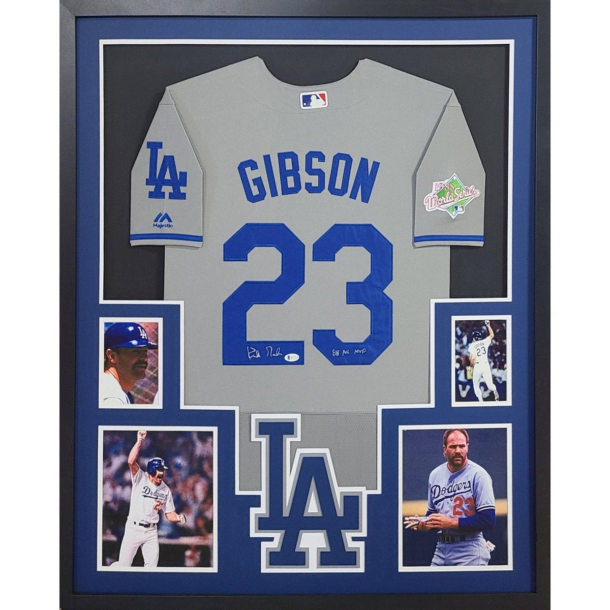 Kirk Gibson Framed Grey Jersey Beckett Autographed Signed Dodgers LA L.A.