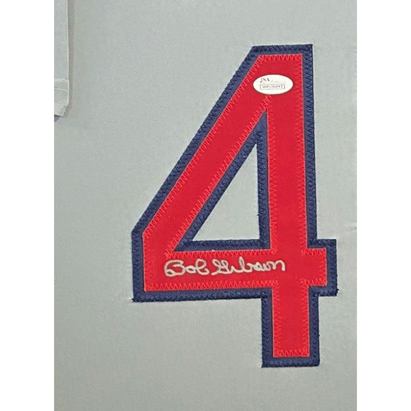 Bob Gibson Framed Grey Jersey JSA Autographed Signed St. Louis Cardinals