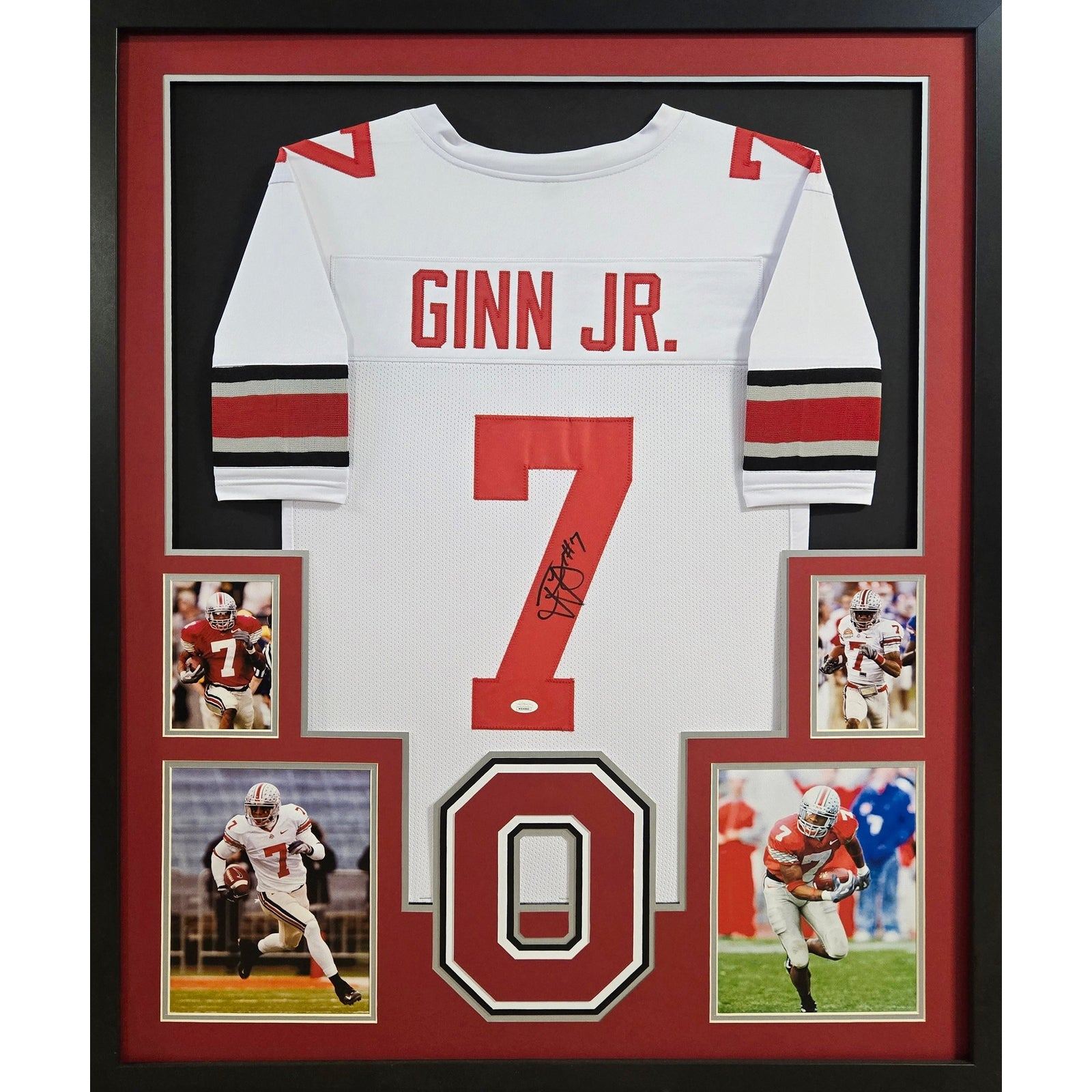 Ted Ginn Jr. Signed Framed White Jersey JSA Autographed Ohio State OSU