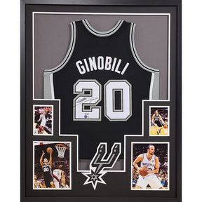 Manu Ginobili Signed Framed Jersey Beckett BAS Autographed San Antonio Spurs