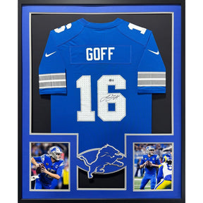 Jared Goff Framed Signed Jersey Beckett Autographed Detroit Lions 2P