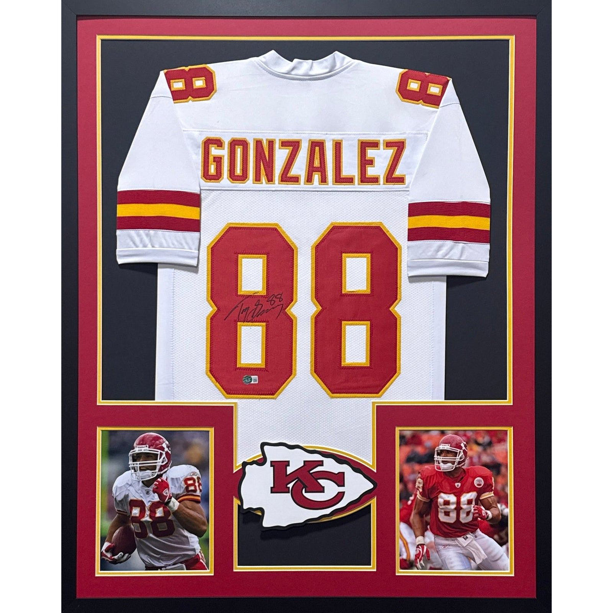 Tony Gonzalez Framed Signed White Jersey Beckett Autographed KC Chiefs