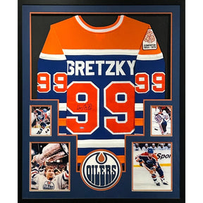 Wayne Gretzky Framed Signed Edmonton Oilers Blue Jersey UDA COA