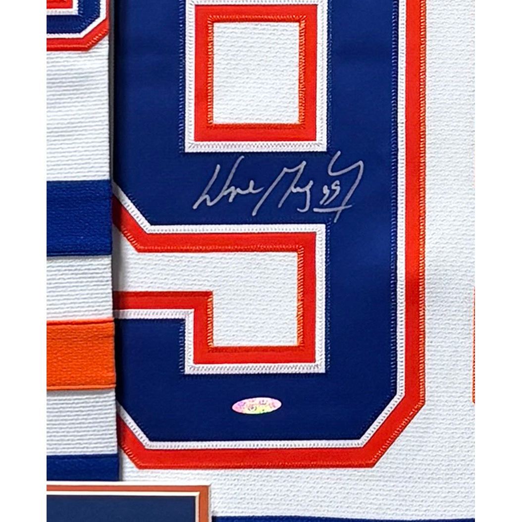 Wayne Gretzky Framed Signed Edmonton Oilers White Jersey UDA COA