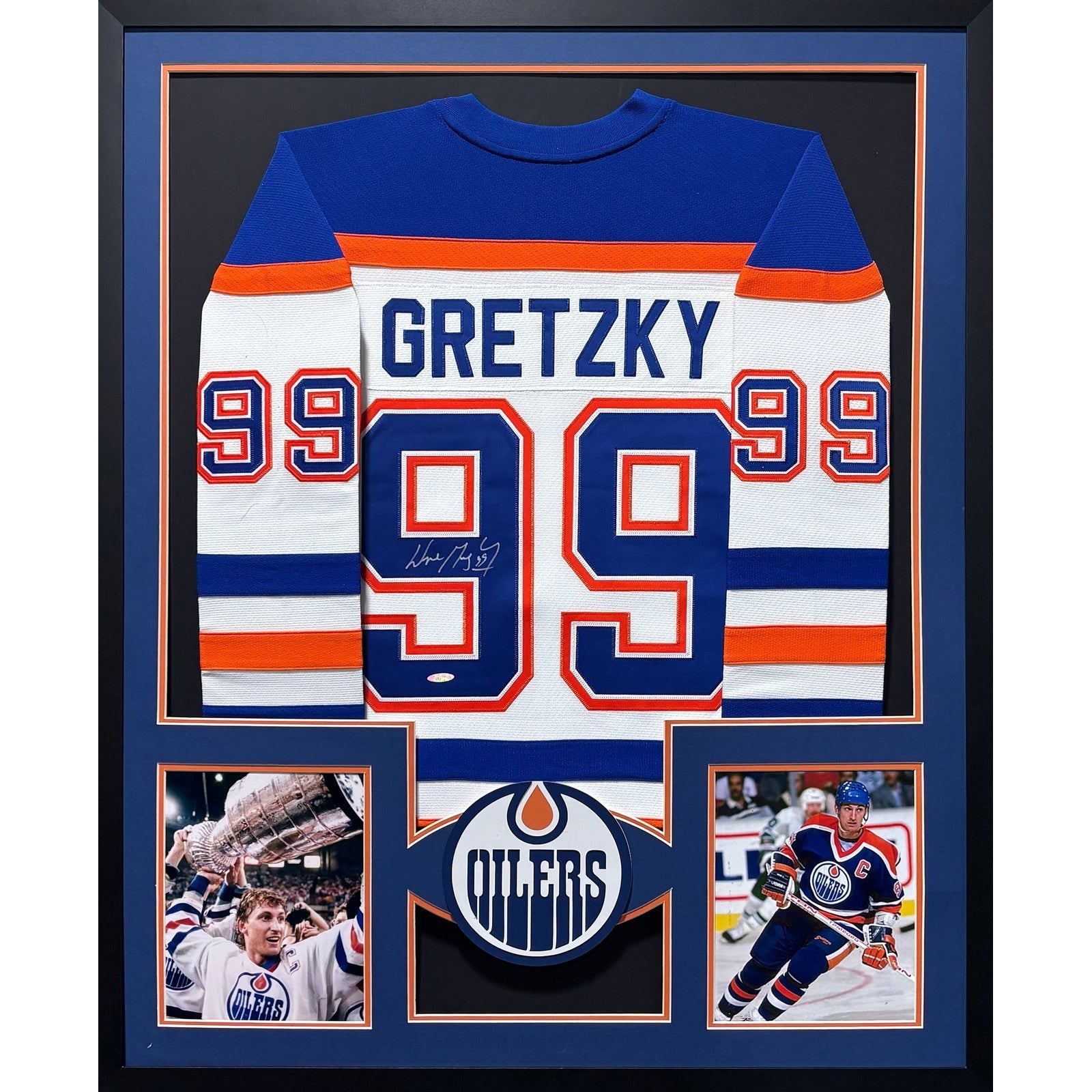 Wayne Gretzky Framed Signed Edmonton Oilers White Jersey UDA COA
