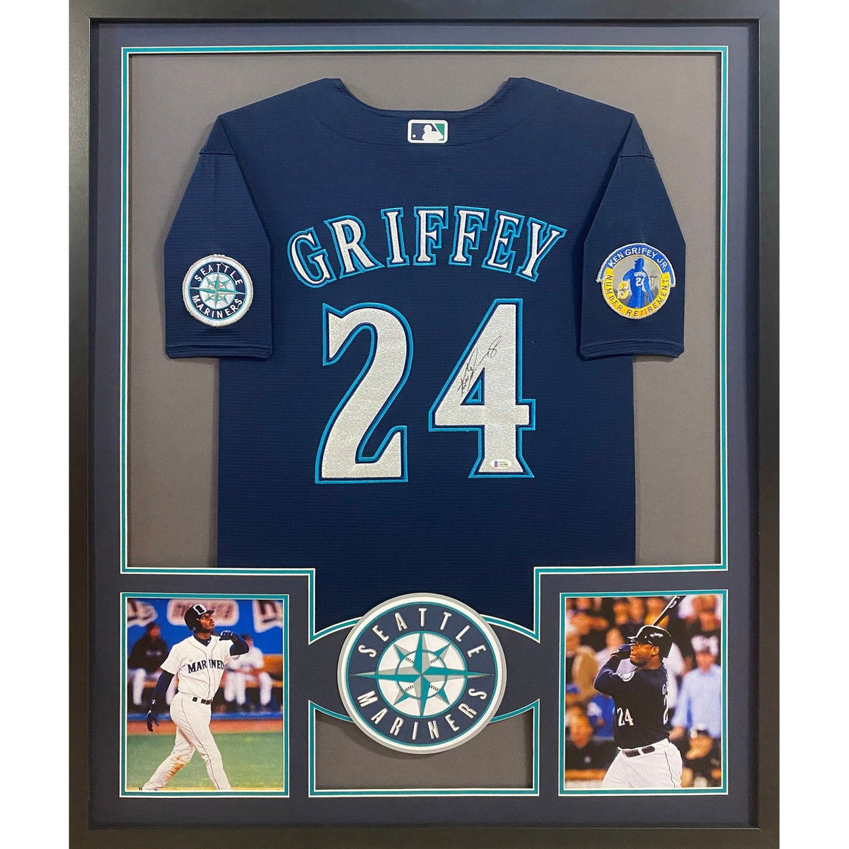 Ken Griffey Jr. Framed Signed Navy Jersey Beckett Autographed Seattle Mariners