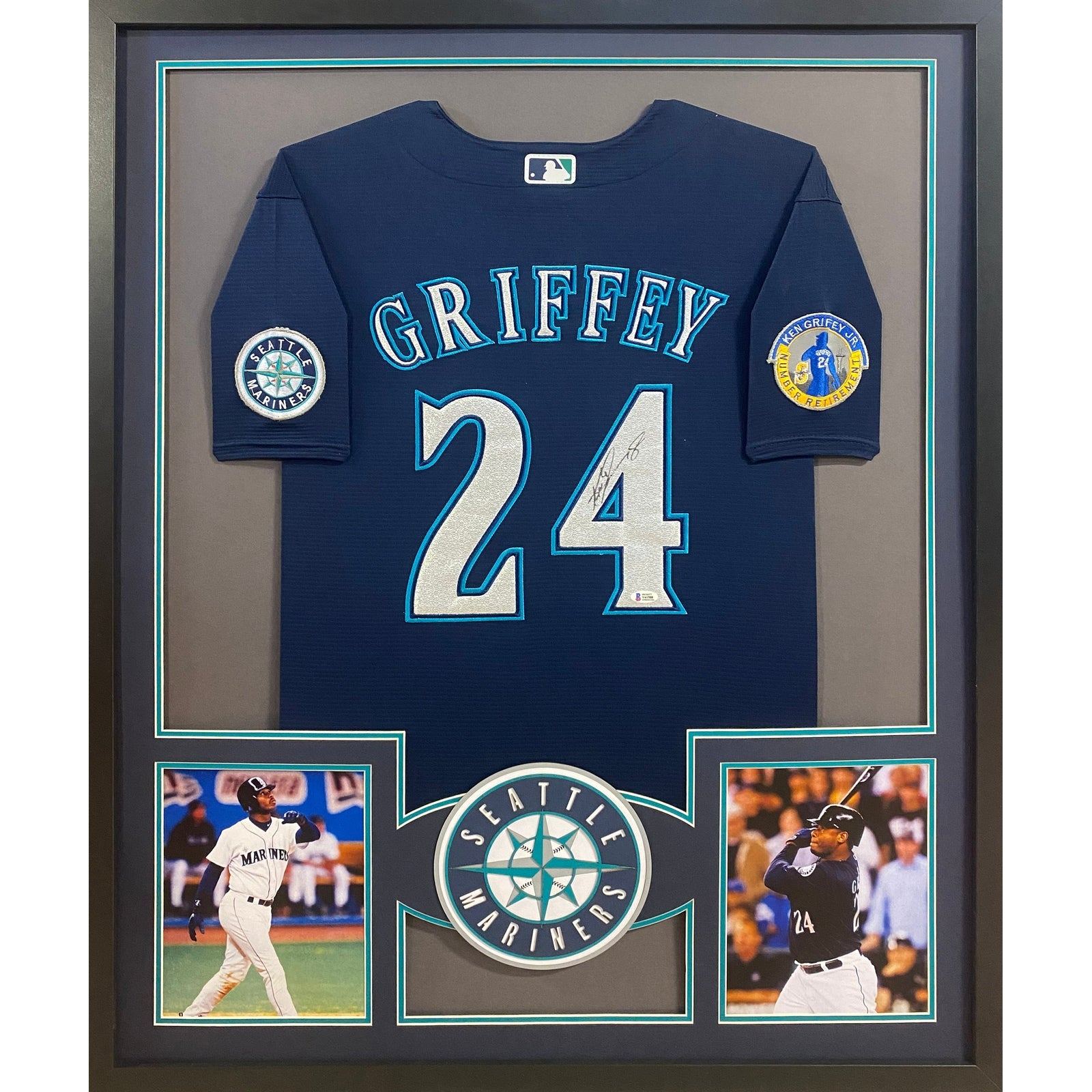 Ken Griffey Jr. Framed Signed Navy Jersey Beckett Autographed Seattle Mariners