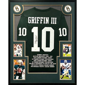 Robert Griffin Signed Framed Baylor Green Stat Jersey Autographed RG III JSA