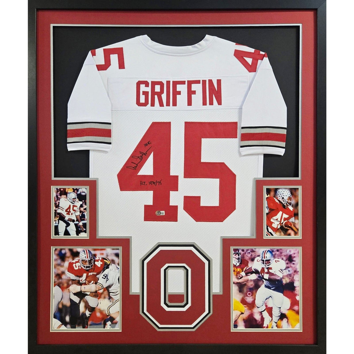 Archie Griffin Framed Signed White Jersey Beckett Autographed Ohio State OSU