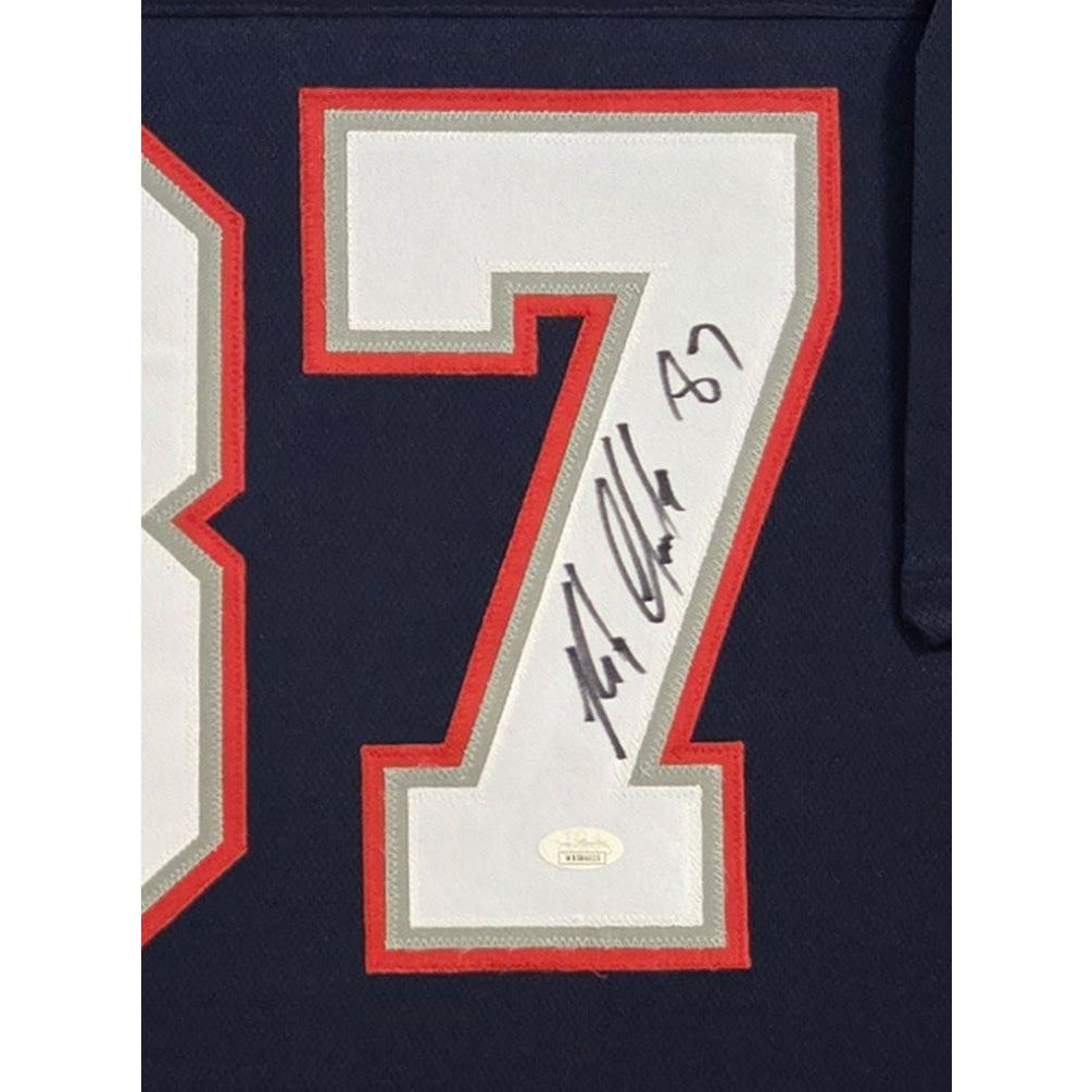 Rob Gronkowski Framed Signed Patriots Blue Jersey JSA Autographed MS