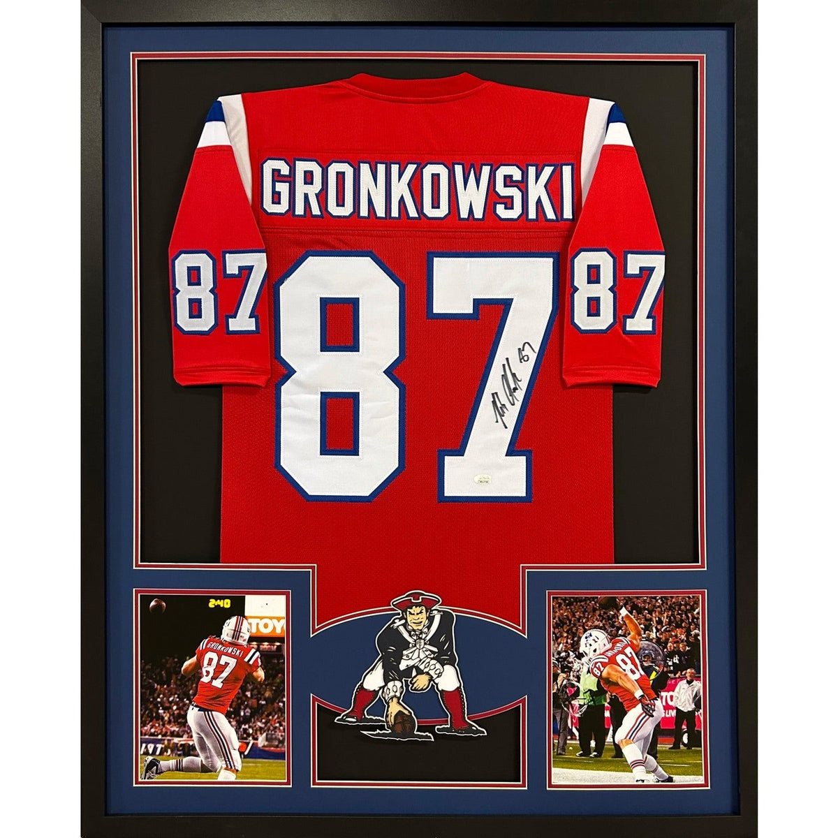 Rob Gronkowski Framed Signed Patriots Red TB Jersey JSA Autographed 4P