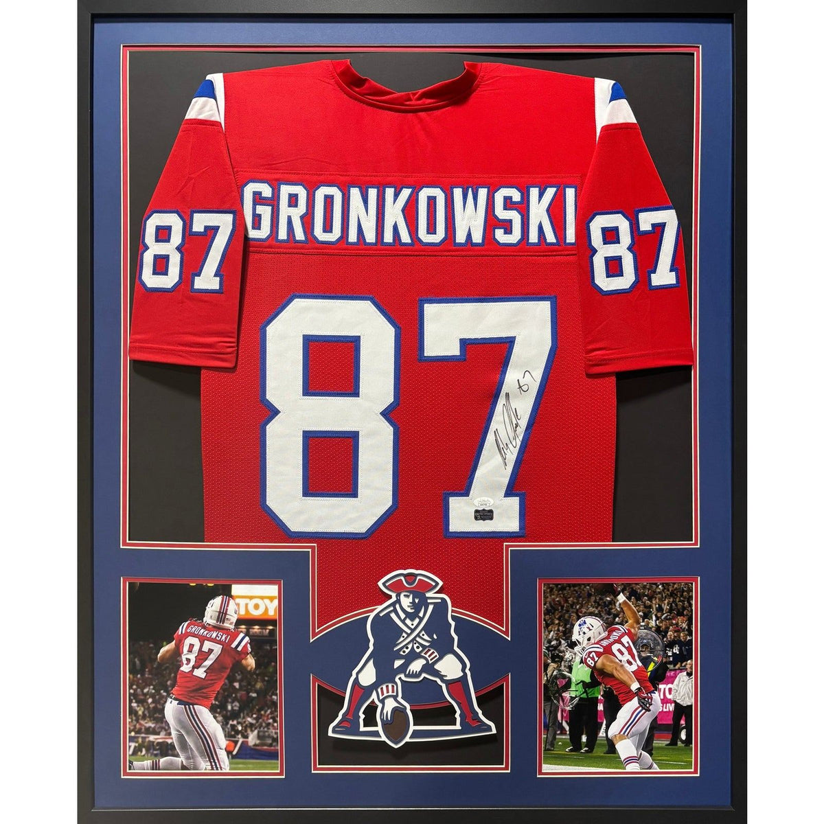 Rob Gronkowski Framed Signed Patriots Red Jersey JSA Autographed