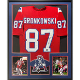 Rob Gronkowski Framed Signed Patriots Red Jersey JSA Autographed