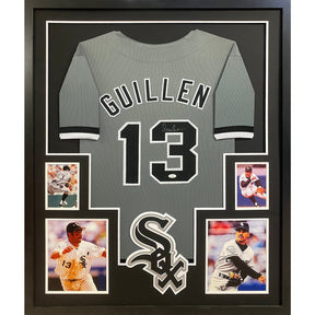 Ozzie Guillen Signed Framed Grey Jersey JSA Autographed Chicago White Sox