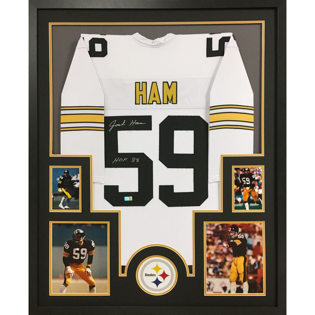 Jack Ham Autographed and Framed White Steelers Jersey