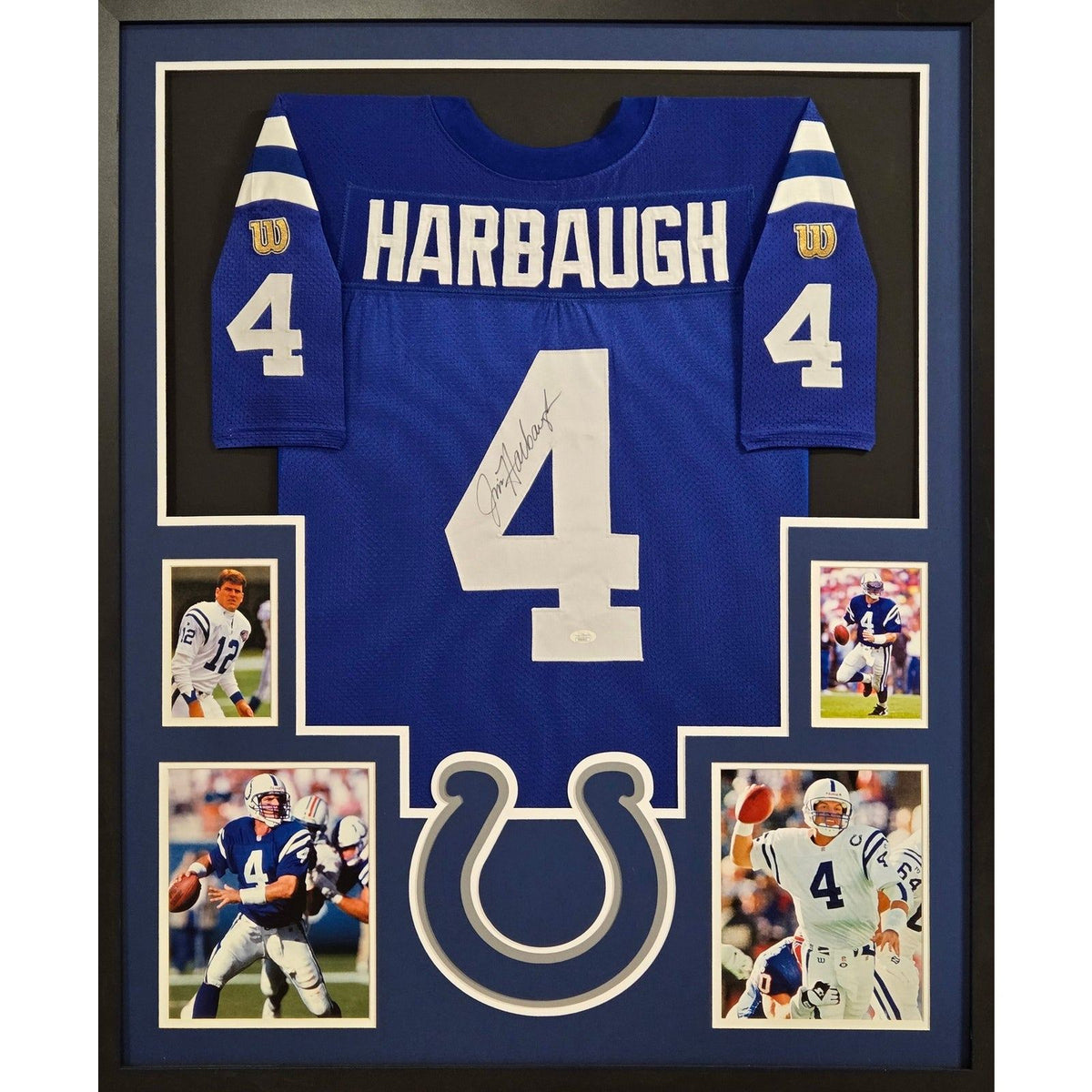 Jim Harbaugh Signed Framed Blue Jersey JSA Autographed Colts Team Issued