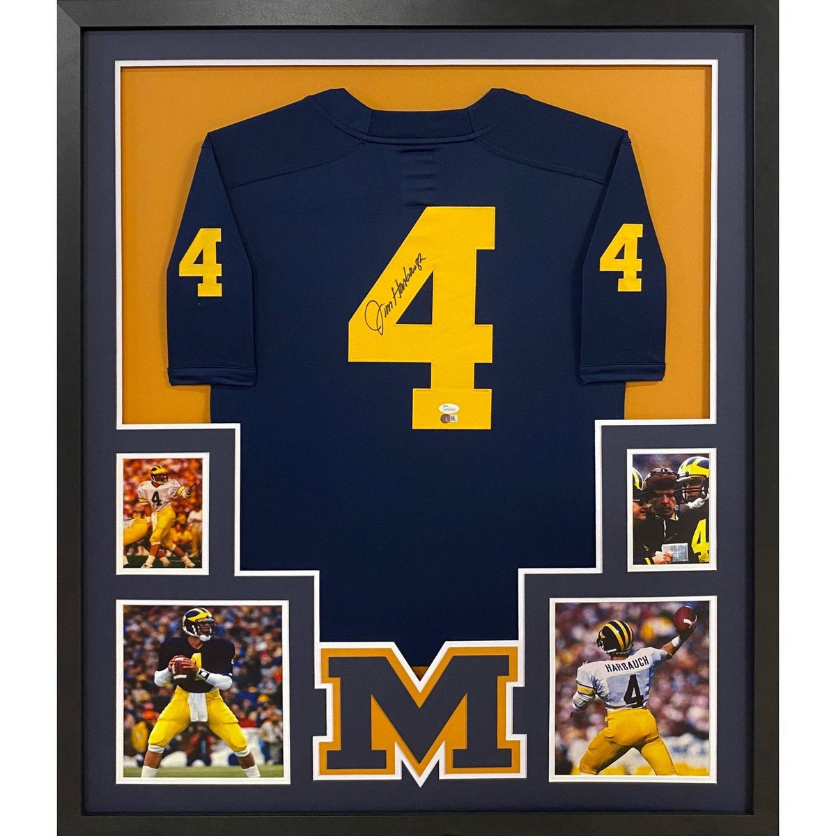 Jim Harbaugh Signed Framed Blue Jersey JSA Autographed Michigan Wolverines