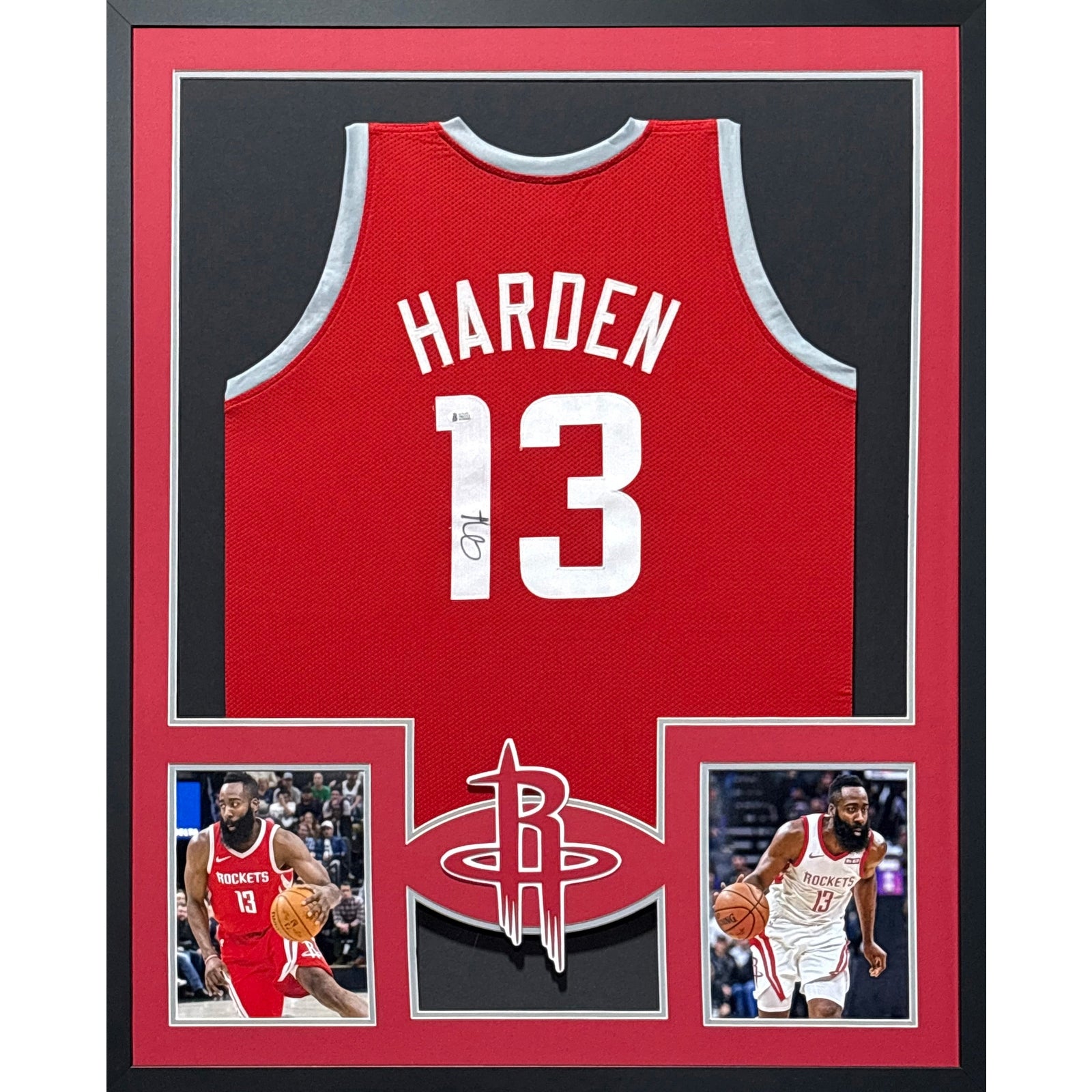 James Harden Framed Red Jersey Beckett Autographed Signed Houston Rockets