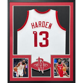 James Harden Framed White Jersey Beckett Autographed Signed Houston Rockets