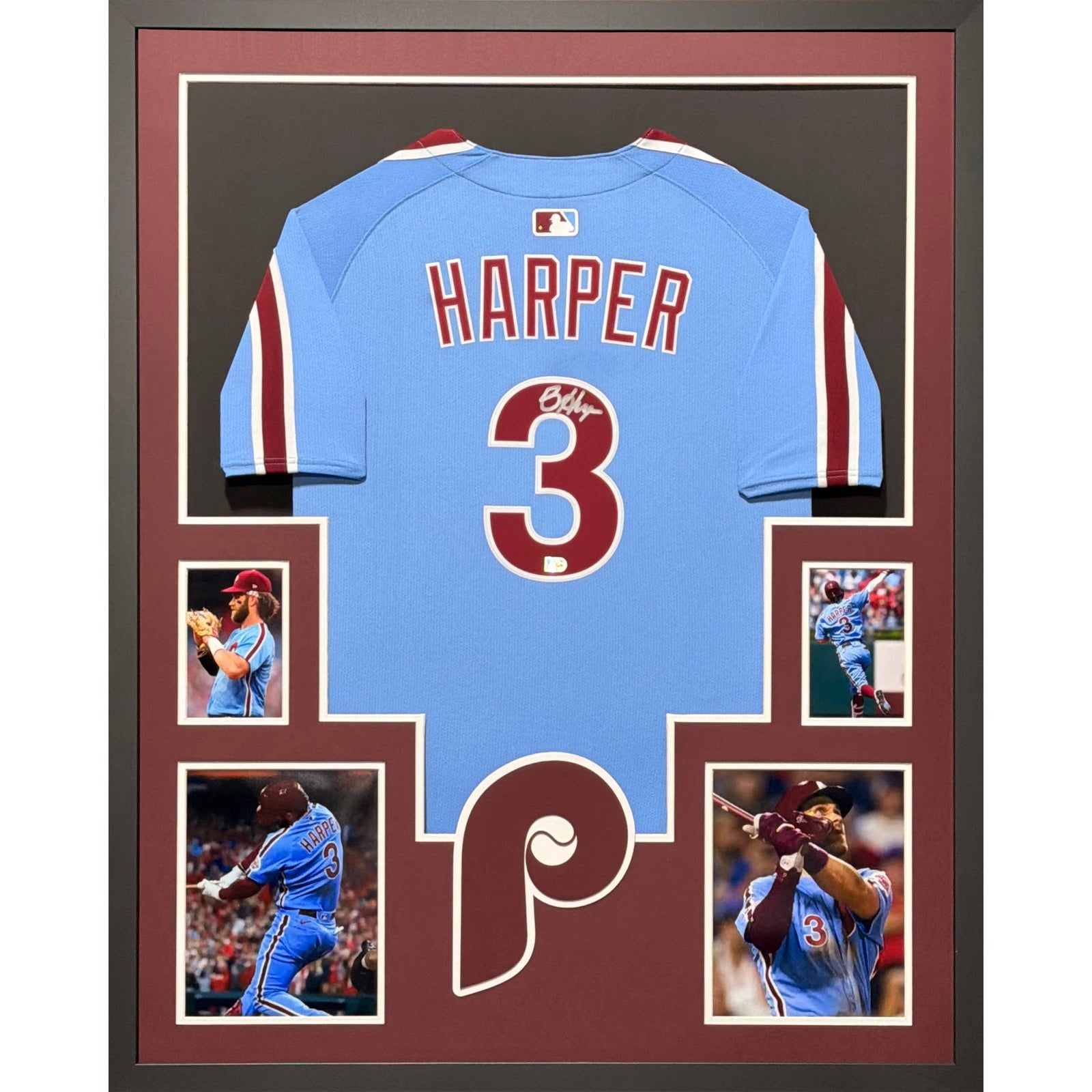 Bryce Harper Framed Signed Blue Jersey MLB COAutographed Philadelphia Phillies