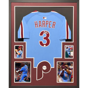 Bryce Harper Framed Signed Blue Jersey MLB COAutographed Philadelphia Phillies