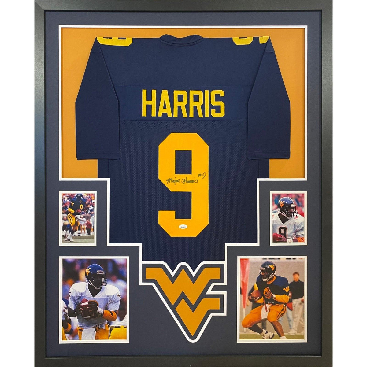 Major Harris Signed Framed Jersey JSA Autographed 1988 West Virginia