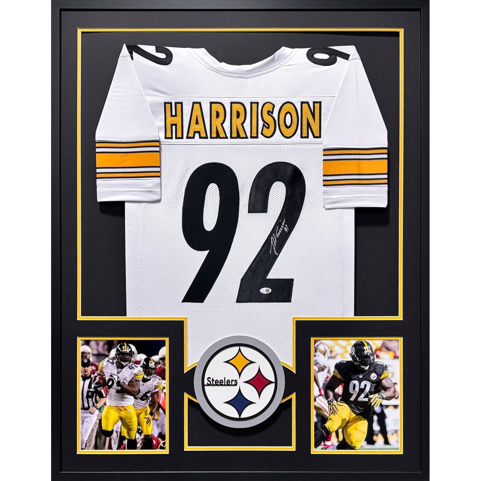 James Harrison Framed White Jersey JSA Autographed Signed Pittsburgh Steelers