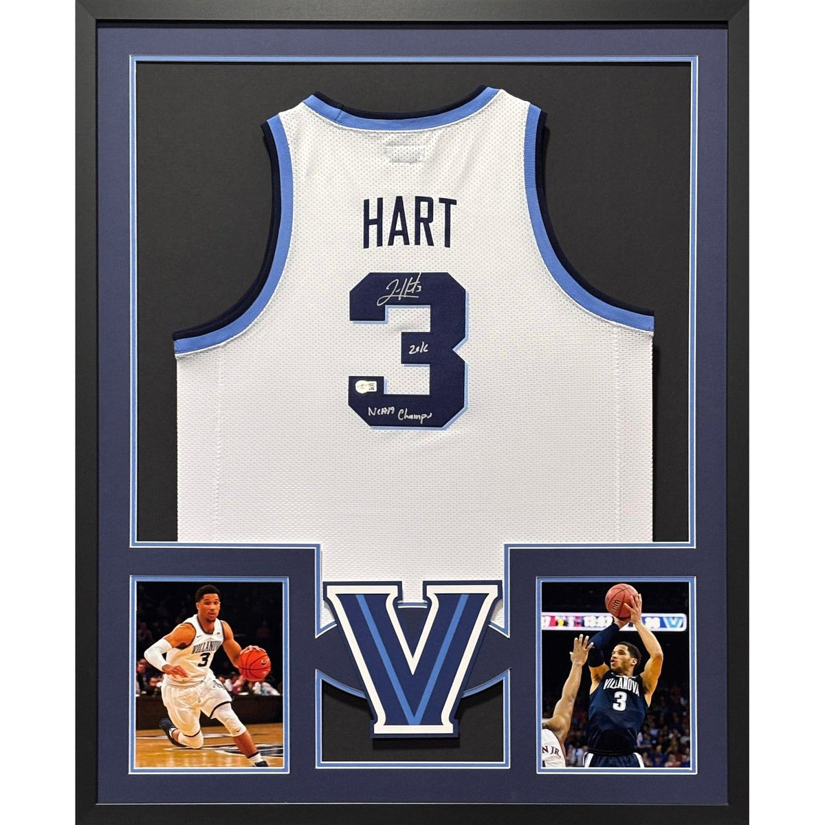 Josh Hart Framed Signed Villanova White Jersey Beckett Autographed Knicks