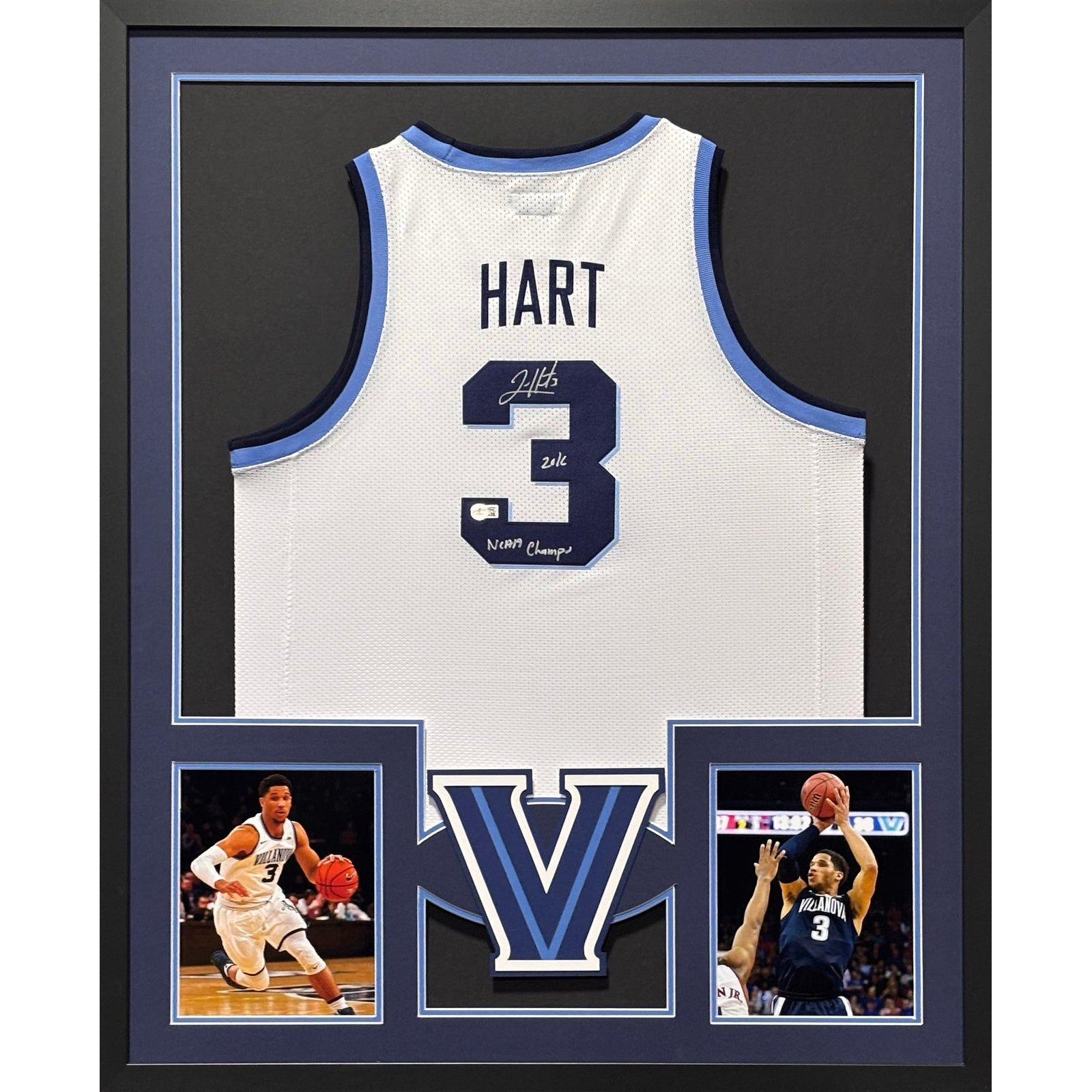 Josh Hart Framed Signed Villanova White Jersey Beckett Autographed Knicks