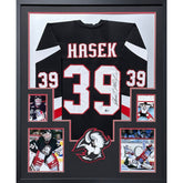 Dominik Hasek Framed Signed Buffalo Sabres Black Jersey JSA Autographed