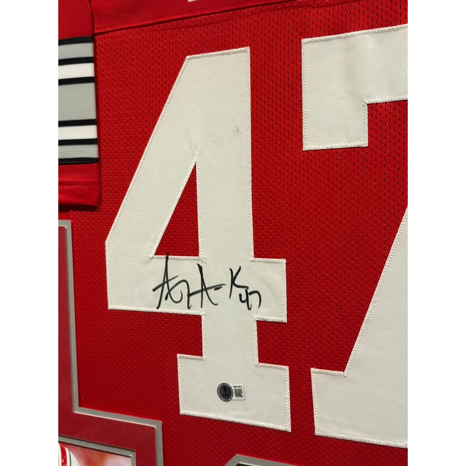 A.J. Hawk Framed Signed Jersey Beckett Autographed Ohio State OSU AJ