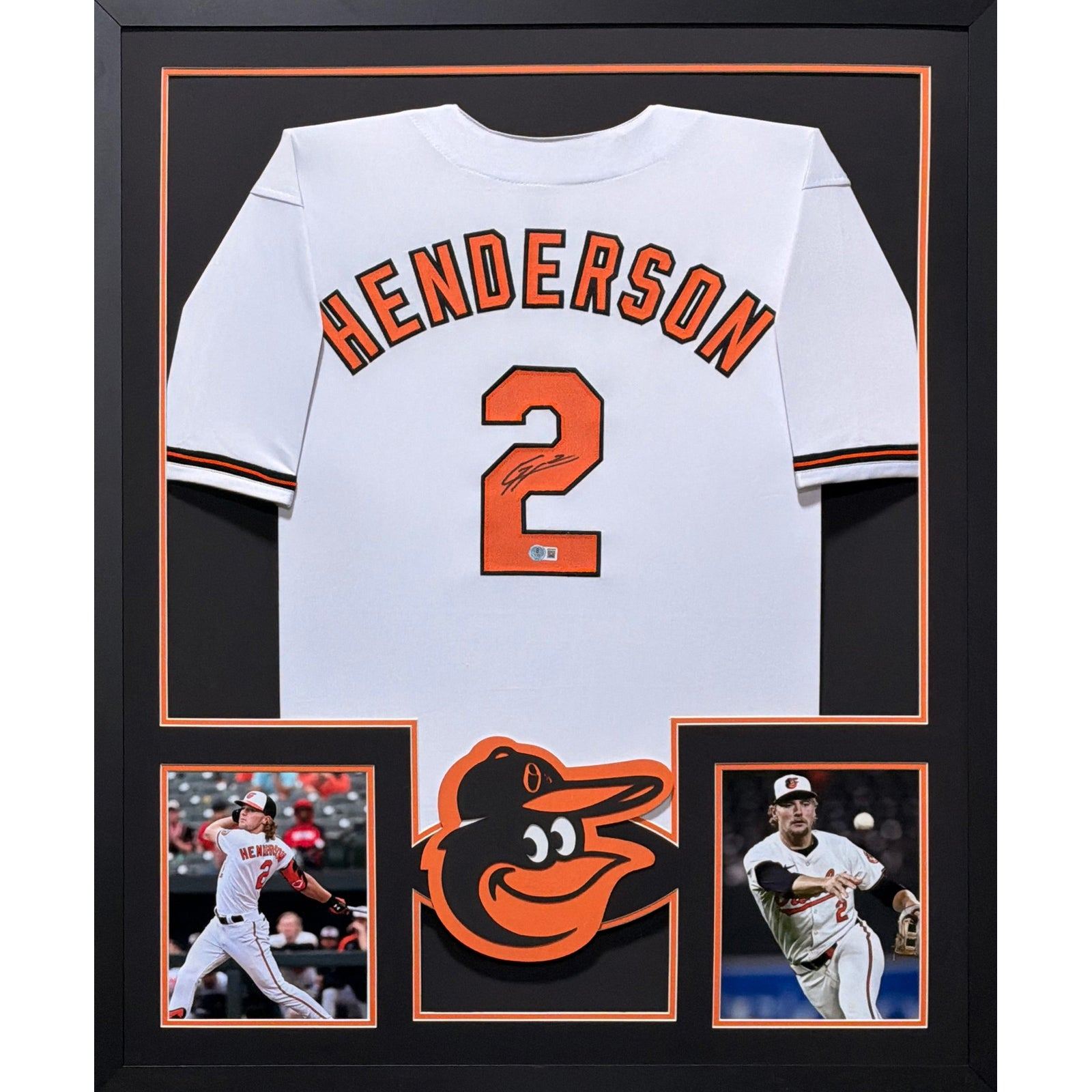 Gunnar Henderson Framed Signed Baltimore Orioles White Jersey Beckett Autographed
