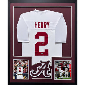 Derrick Henry Framed Signed White Jersey Beckett Autographed Alabama 2P