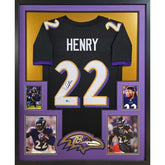 Derrick Henry Framed Signed Black Jersey Beckett Autographed Ravens