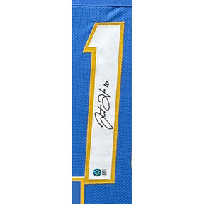 Justin Herbert Framed Blue Jersey Beckett Autographed Signed LA Chargers