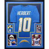 Justin Herbert Framed Blue Jersey Beckett Autographed Signed LA Chargers IH