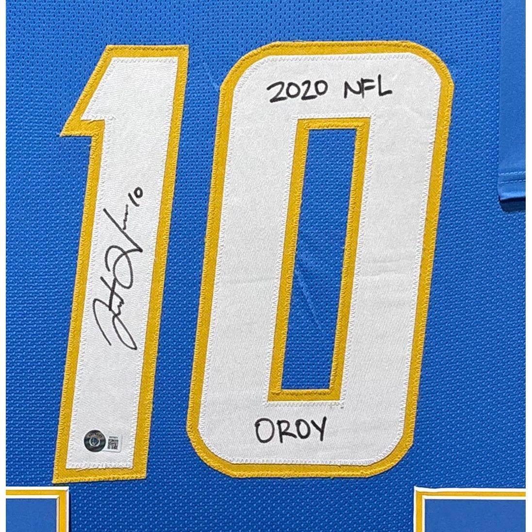 Justin Herbert Framed Blue Jersey Beckett Autographed Signed LA Chargers IH