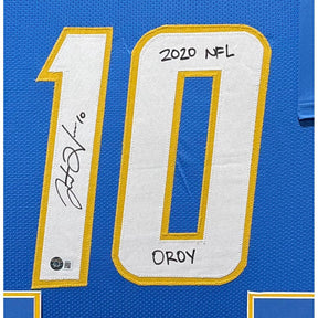 Justin Herbert Framed Blue Jersey Beckett Autographed Signed LA Chargers IH