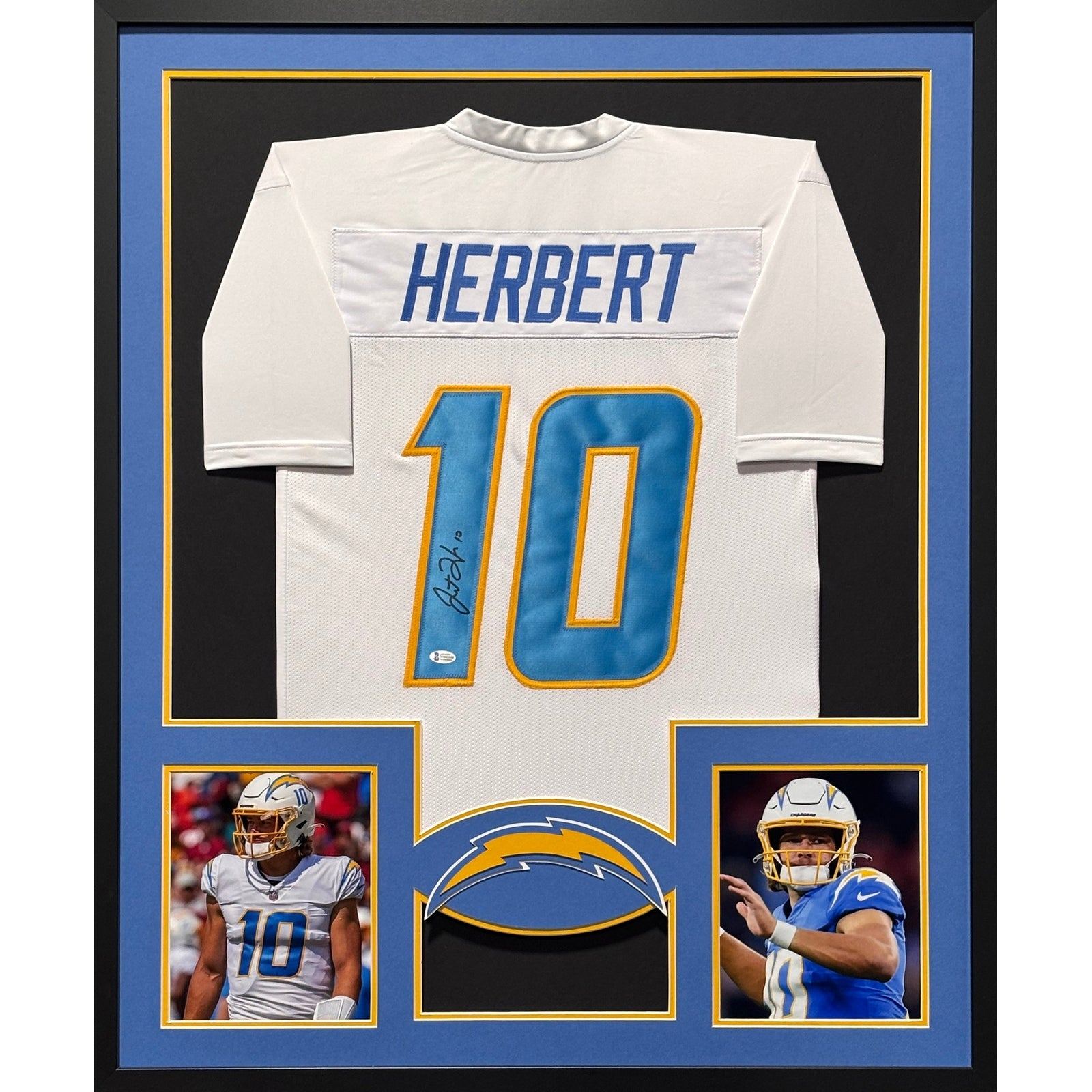 Justin Herbert Framed Jersey Beckett Autographed Signed LA Chargers IH2