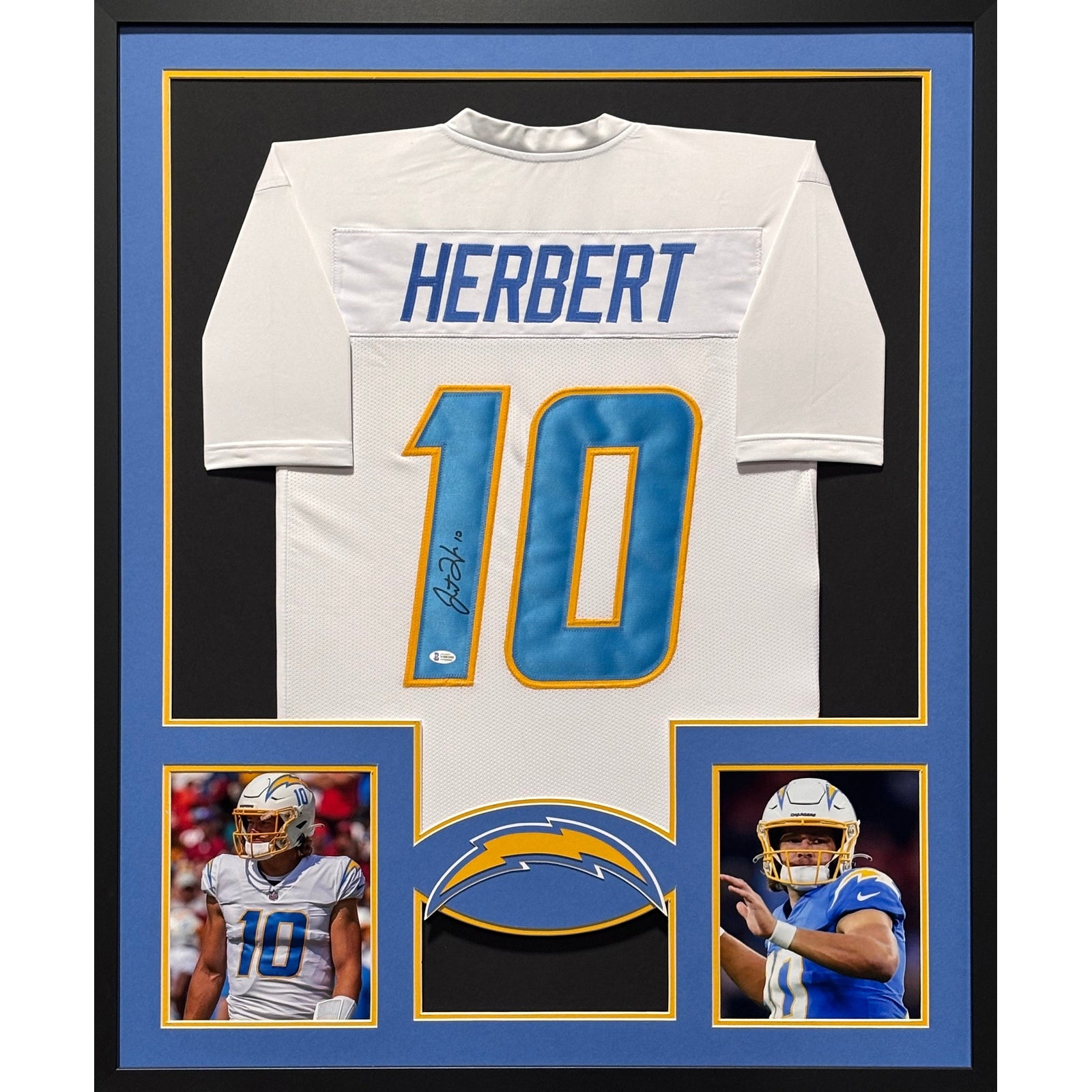 Justin Herbert Framed Jersey Beckett Autographed Signed LA Chargers IH2