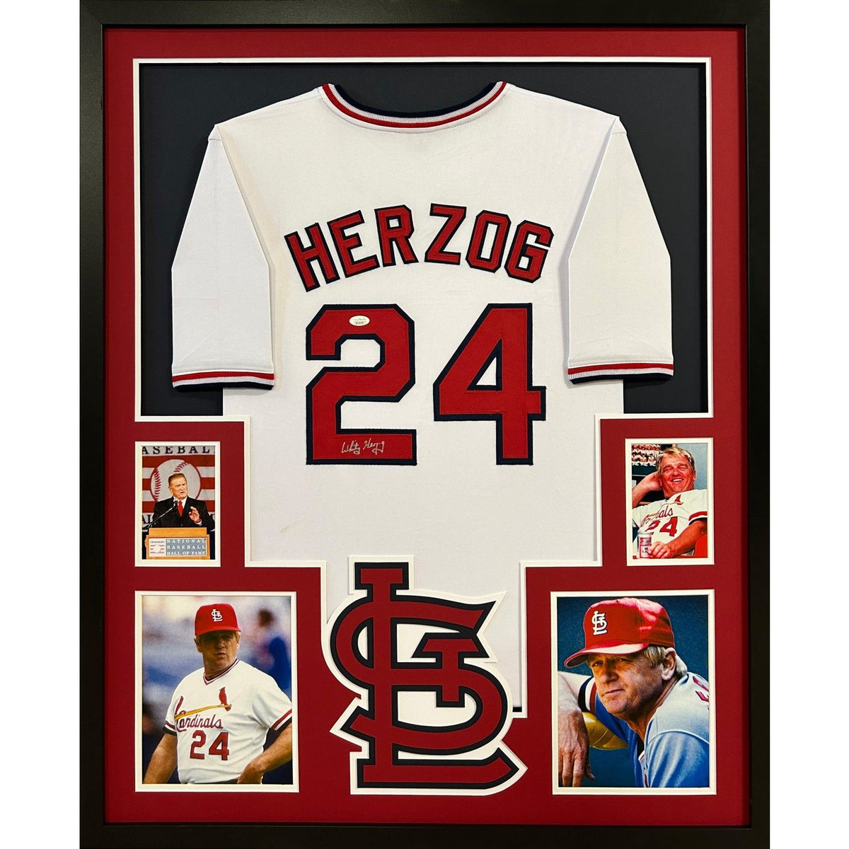 Whitey Herzog Framed Signed Jersey JSA Autographed St. Louis Cardinals