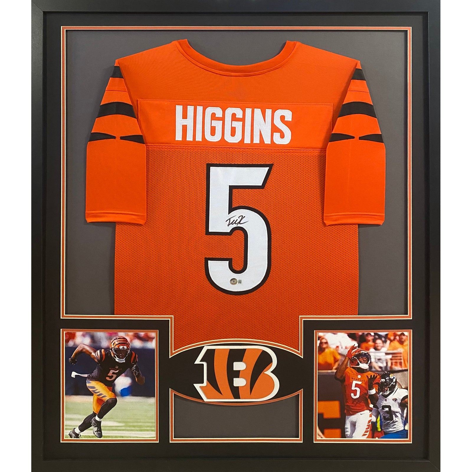 Tee Higgins Signed Framed Orange Jersey Beckett Autographed Cincinnati Bengals