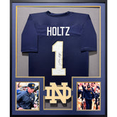 Lou Holtz Framed Signed Notre Dame Jersey JSA Autographed 2P